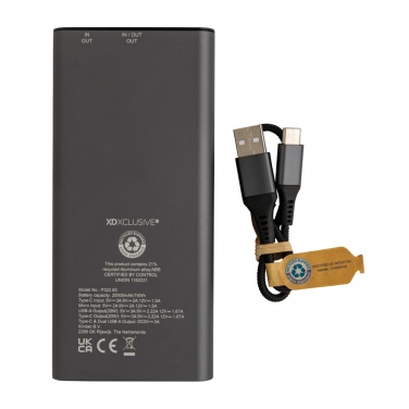 Logotrade promotional merchandise picture of: Terra RCS recycled 20W aluminium powerbank 20.000 mAh