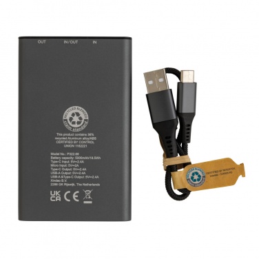 Logotrade promotional product image of: Terra RCS recycled aluminium powerbank 5.000 mAh