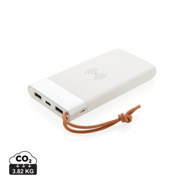 Logo trade promotional merchandise picture of: Aria 8.000 mAh 5W wireless charging powerbank