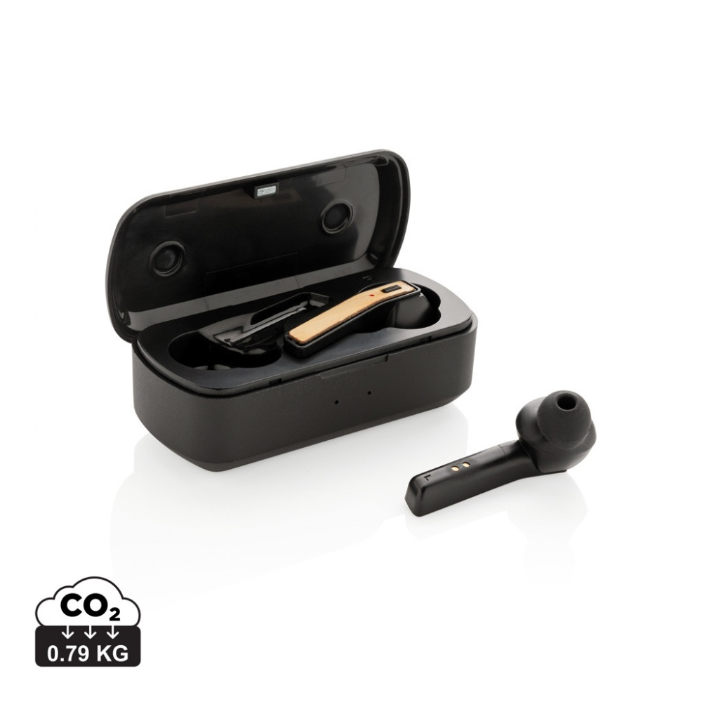 Logo trade promotional giveaway photo of: Bamboo Free Flow TWS earbuds in case