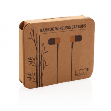 Logo trade corporate gift photo of: Bamboo wireless earbuds