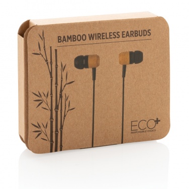 Logotrade promotional giveaway image of: Bamboo wireless earbuds