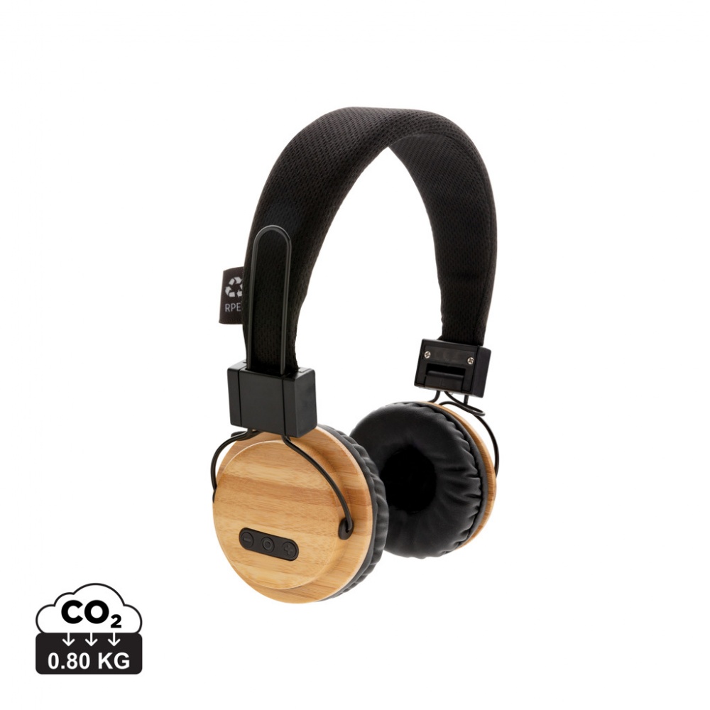 Logo trade advertising products picture of: Bamboo wireless headphone