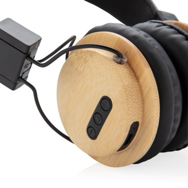 Logo trade corporate gift photo of: Bamboo wireless headphone