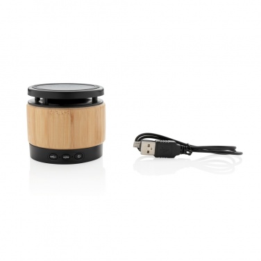 Logo trade promotional merchandise image of: Bamboo wireless charger speaker