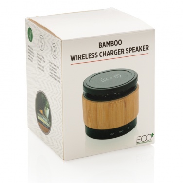 Logotrade advertising products photo of: Bamboo wireless charger speaker