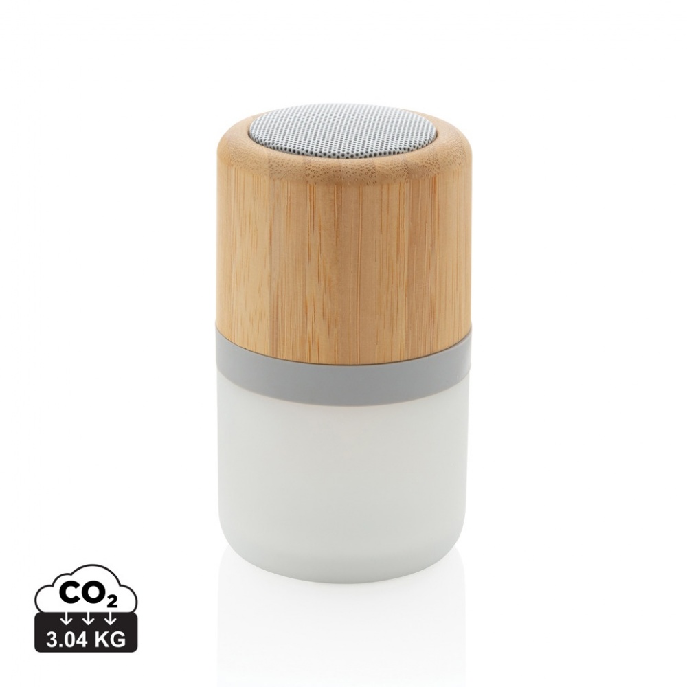 Logo trade business gift photo of: Bamboo colour changing 3W speaker light