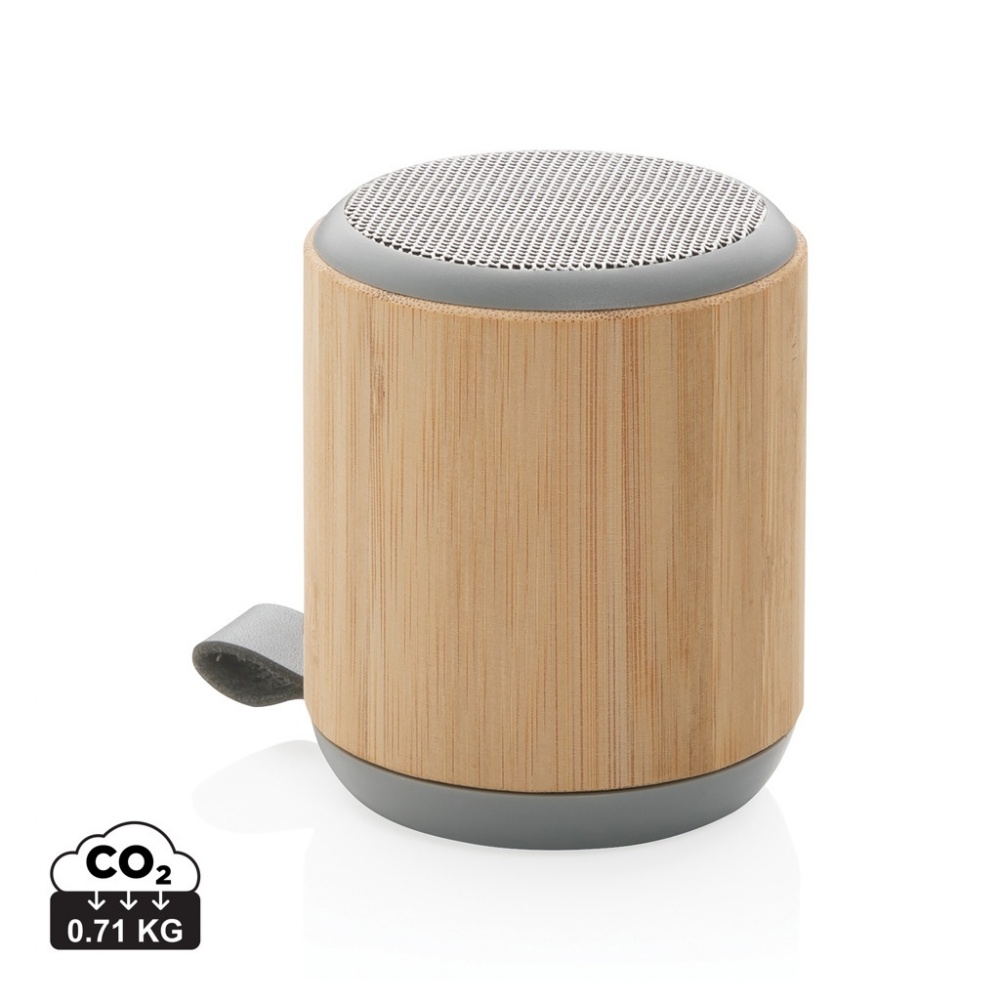 Logo trade advertising products picture of: Bamboo and fabric 3W wireless speaker