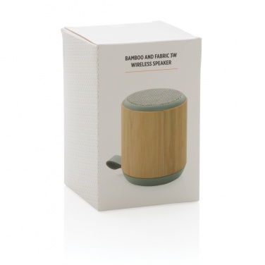 Logo trade promotional giveaways image of: Bamboo and fabric 3W wireless speaker