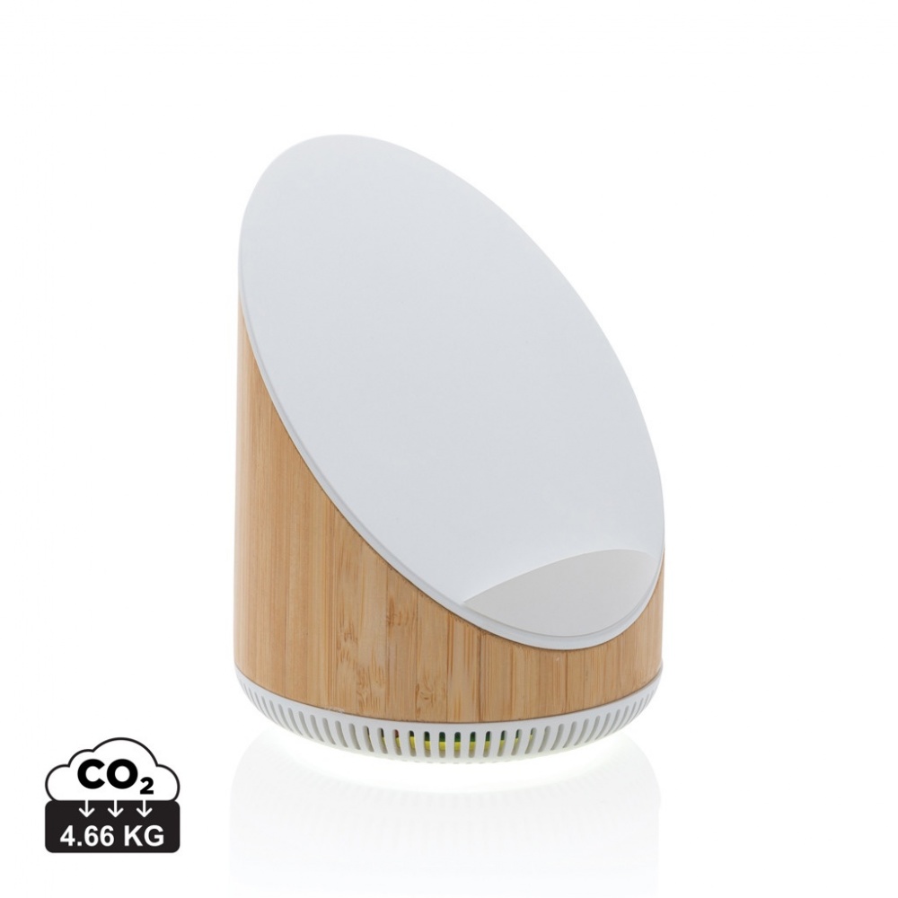 Logo trade promotional merchandise image of: Ovate bamboo 5W speaker with 15W wireless charger