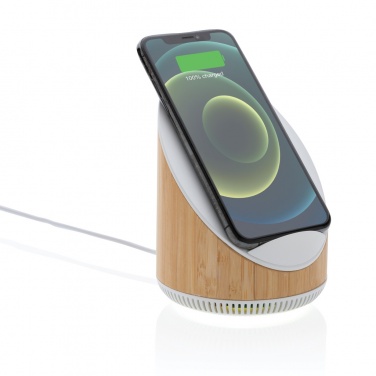 Logo trade corporate gift photo of: Ovate bamboo 5W speaker with 15W wireless charger