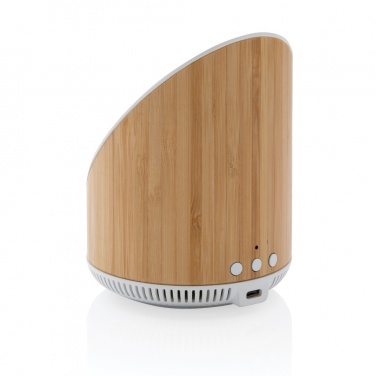 Logo trade corporate gifts picture of: Ovate bamboo 5W speaker with 15W wireless charger