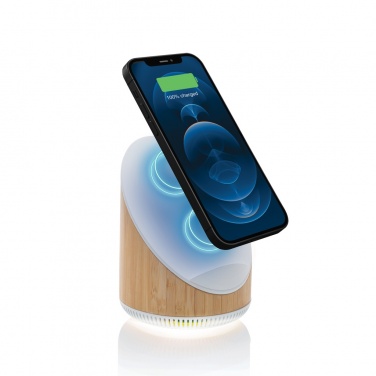 Logotrade promotional gift image of: Ovate bamboo 5W speaker with 15W wireless charger