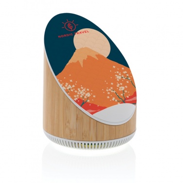 Logo trade promotional gifts picture of: Ovate bamboo 5W speaker with 15W wireless charger