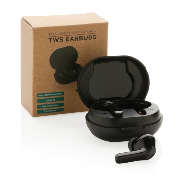 Logo trade advertising products picture of: RCS standard recycled plastic TWS earbuds