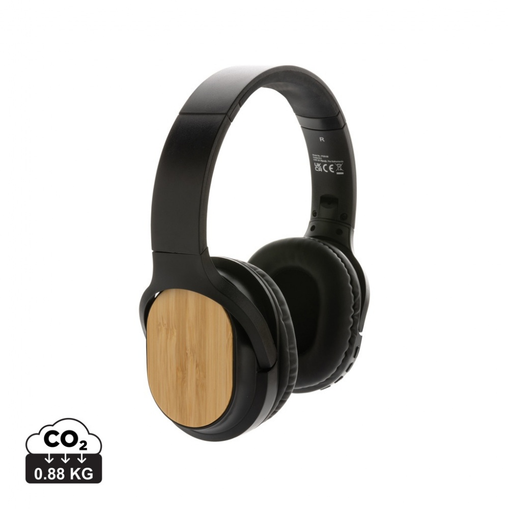 Logo trade promotional merchandise picture of: RCS and bamboo Elite Foldable wireless headphone