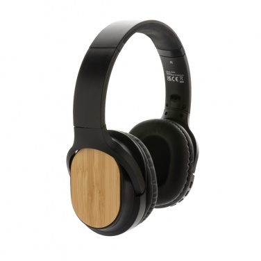 Logo trade promotional item photo of: RCS and bamboo Elite Foldable wireless headphone