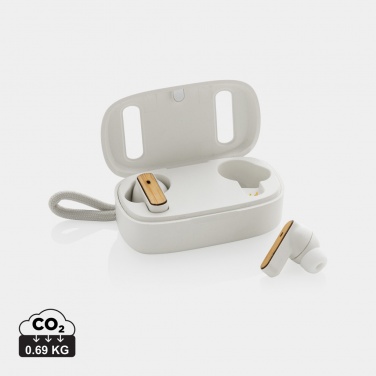 Logotrade promotional item picture of: RCS recycled plastic & bamboo TWS earbuds