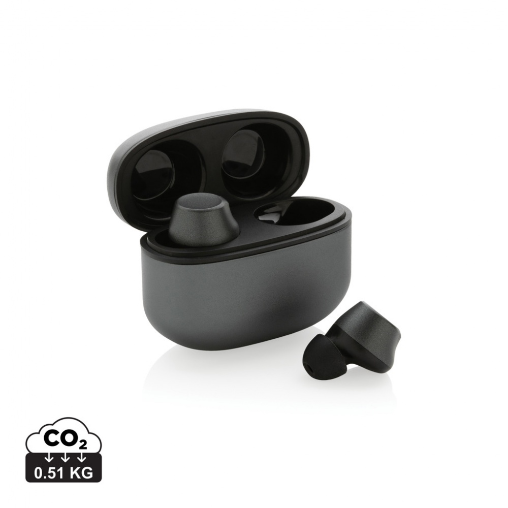 Logo trade promotional items image of: Terra RCS recycled aluminium wireless earbuds