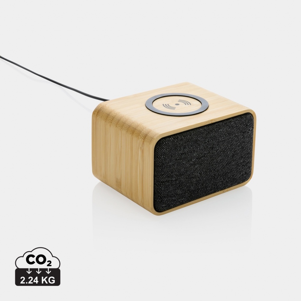 Logotrade business gift image of: RCS Rplastic 3W speaker with bamboo 5W wireless