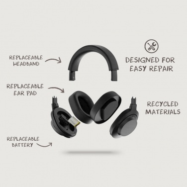 Logo trade promotional items picture of: Irvine RCS recycled and repairable ANC wireless headphone