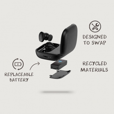 Logo trade promotional giveaways image of: Lakewood RCS recycled and repairable wireless earbuds