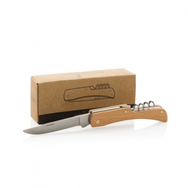 Logo trade promotional merchandise picture of: Wooden knife with bottle opener