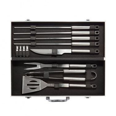 Logo trade promotional merchandise image of: 12 pcs barbecue set in aluminium box