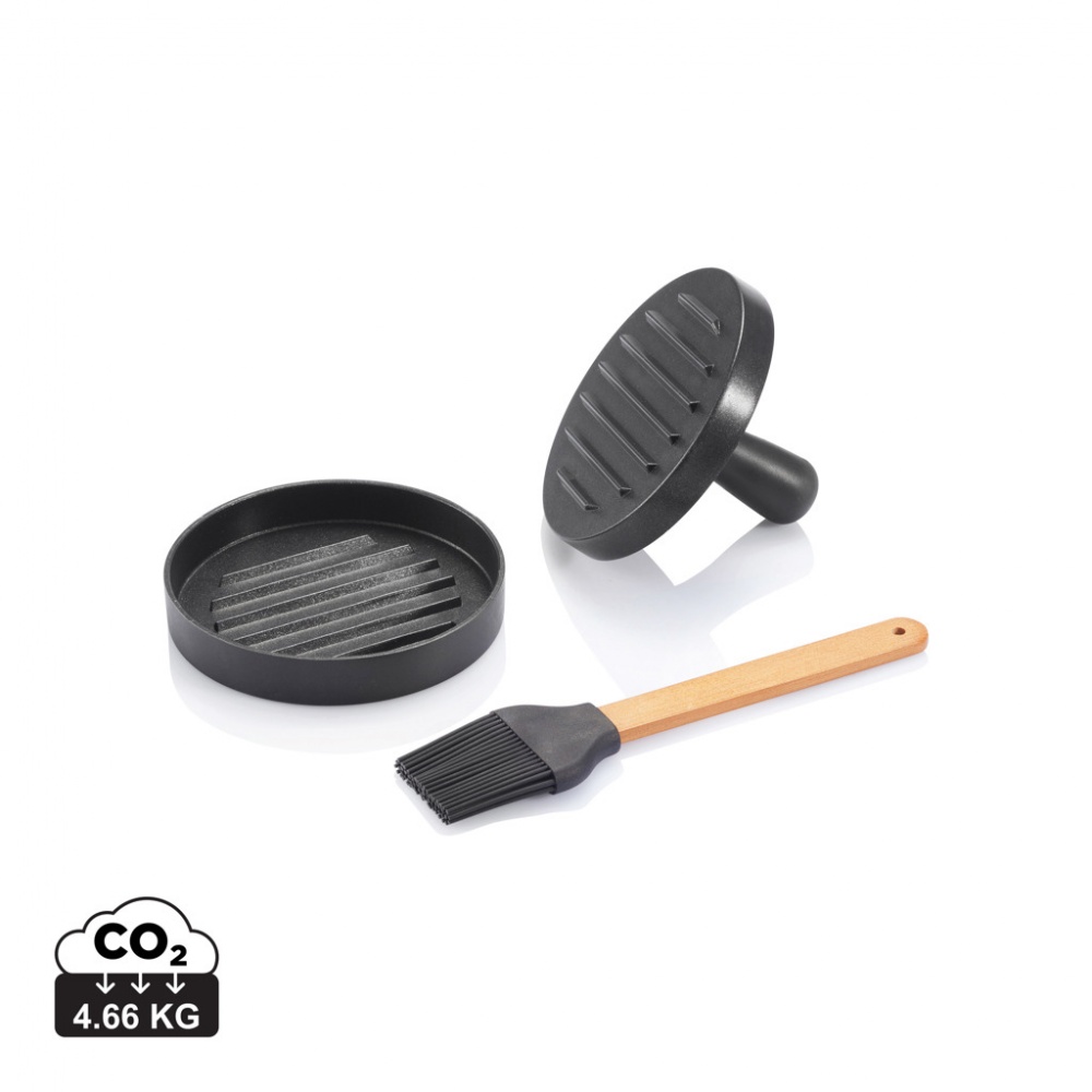 Logo trade promotional product photo of: BBQ set with hamburger press and brush