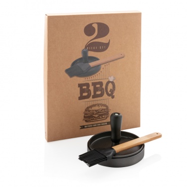 Logo trade advertising products image of: BBQ set with hamburger press and brush