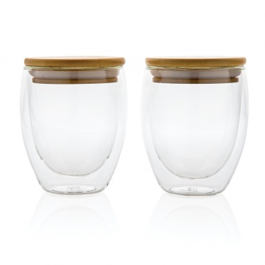 Logotrade promotional giveaway image of: Double wall borosilicate glass with bamboo lid 250ml 2pc set