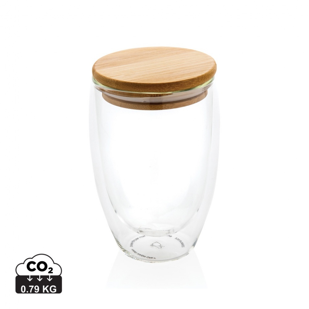 Logotrade promotional merchandise image of: Double wall borosilicate glass with bamboo lid 350ml