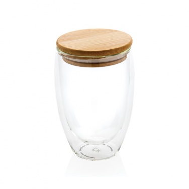 Logotrade corporate gift picture of: Double wall borosilicate glass with bamboo lid 350ml