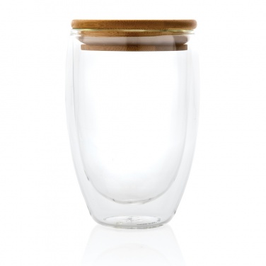 Logotrade promotional product image of: Double wall borosilicate glass with bamboo lid 350ml