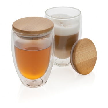 Logotrade promotional product picture of: Double wall borosilicate glass with bamboo lid 350ml