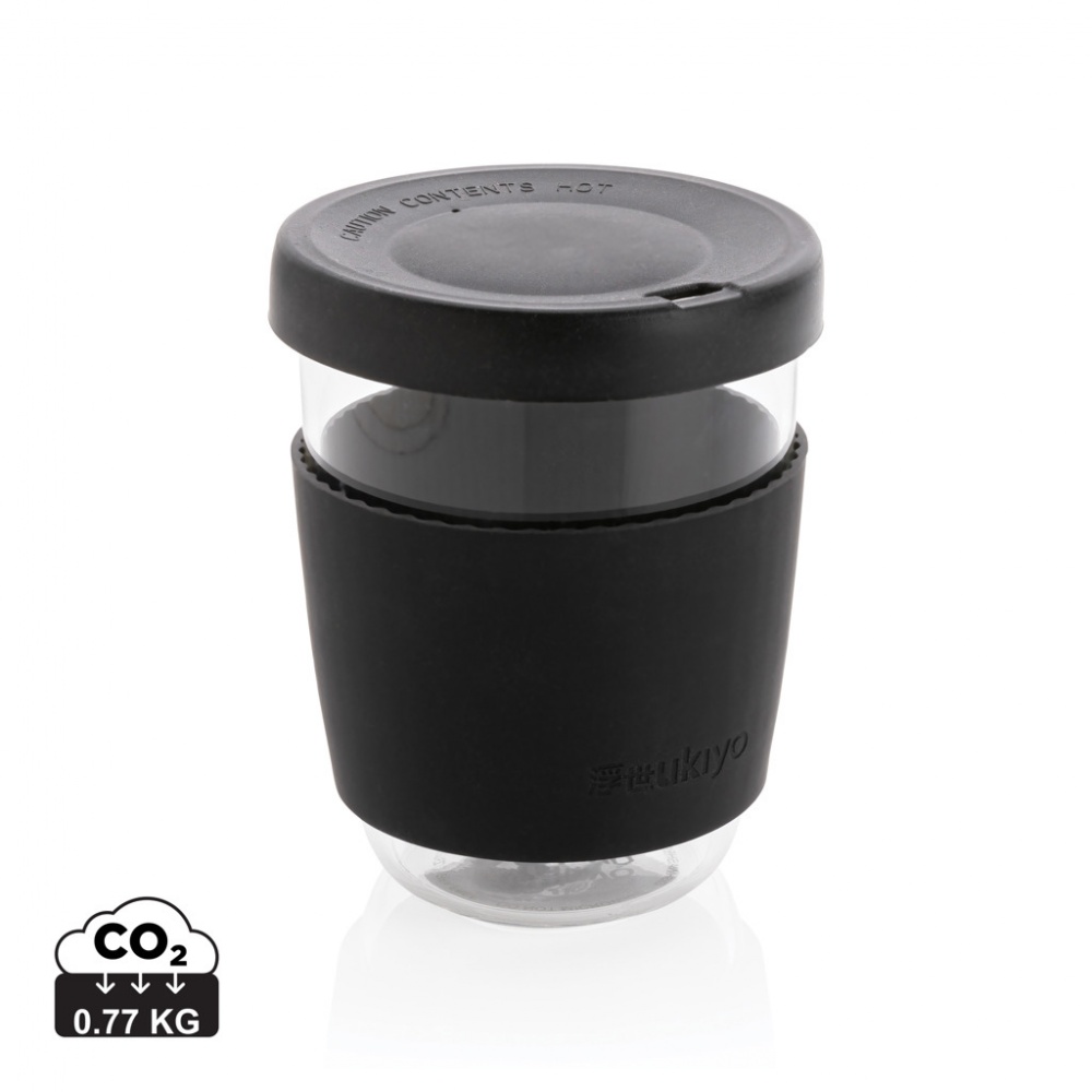 Logo trade promotional items image of: Ukiyo borosilicate glass with silicone lid and sleeve