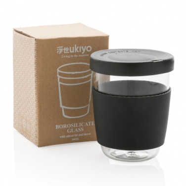 Logo trade business gifts image of: Ukiyo borosilicate glass with silicone lid and sleeve