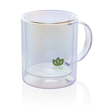 Logo trade promotional giveaways picture of: Deluxe double wall electroplated glass mug