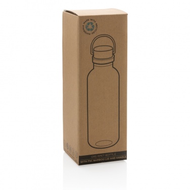 Logo trade advertising products picture of: RCS RPET bottle with bamboo lid and handle