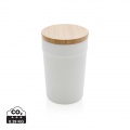 GRS certified recycled PP mug with bamboo lid, white