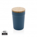 GRS certified recycled PP mug with bamboo lid, blue