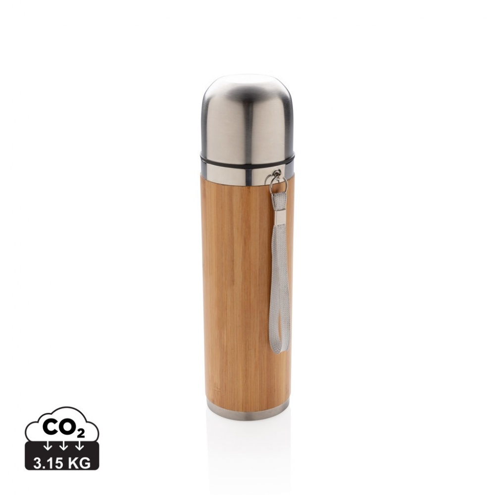 Logo trade promotional giveaways image of: Bamboo vacuum travel flask