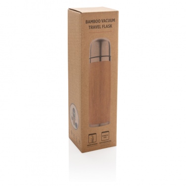 Logo trade business gifts image of: Bamboo vacuum travel flask