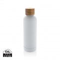 Wood RCS certified recycled stainless steel vacuum bottle, white