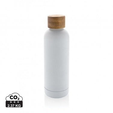 Logotrade business gift image of: Wood RCS certified recycled stainless steel vacuum bottle