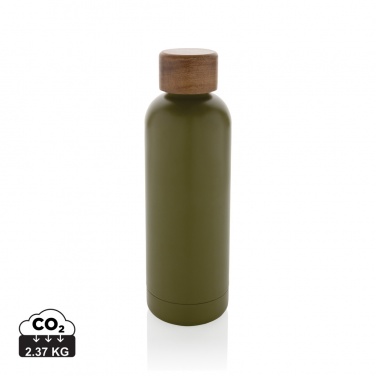 Logo trade promotional products image of: Wood RCS certified recycled stainless steel vacuum bottle