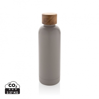 Logo trade promotional merchandise image of: Wood RCS certified recycled stainless steel vacuum bottle