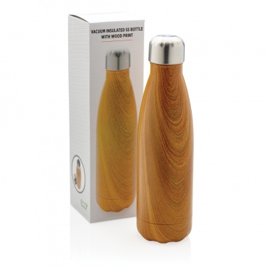 Logotrade promotional item picture of: Vacuum insulated stainless steel bottle with wood print