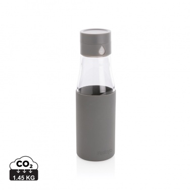 Logo trade corporate gift photo of: Ukiyo glass hydration tracking bottle with sleeve