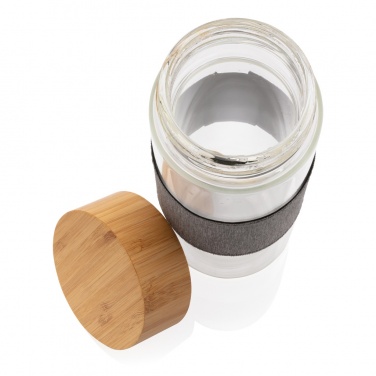 Logotrade promotional products photo of: Impact borosilicate glass bottle with bamboo lid